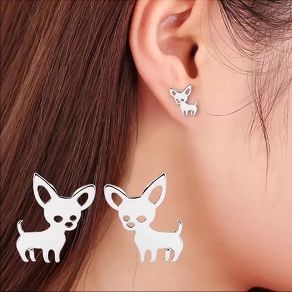 Stainless Steel Dog Stud Earrings - Picture 3 of 5